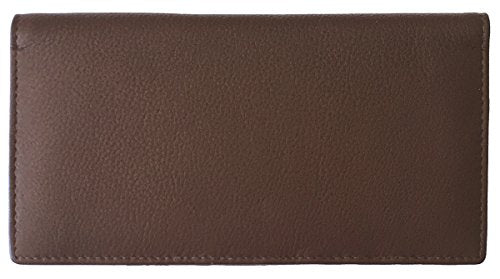 RFID Leather Checkbook Cover With Credit Card Slots and Pen Holder - color: Walnut