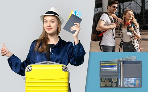 Grey RFID Genuine Leather Passport Wallet - color: Grey