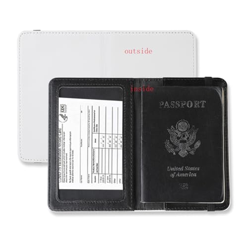 10 pieces DIY Sublimation Blank Passport Holder Covers, Black PU Leather Travel Passports Book Holder Wallet Cover DIY Heat Transfer Print for Passport, Business Cards, Credit Cards
