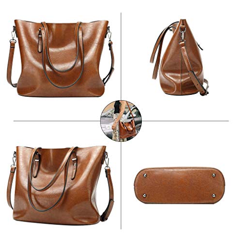 Pahajim Faux Leather Tote Bag for Women, Large Zipper Shoulder Purse - color: 2grey