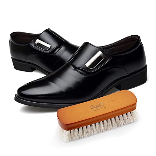 Premium Horsehair Shoe Polish Brush – Handcrafted Beechwood Shoe Brush for Shine and Buffing – Luxurious Shoe Shine Brush with Soft Horsehair Bristles (White) - color: Classic White