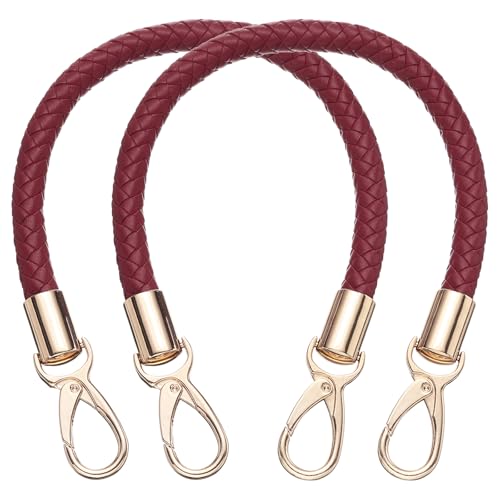 uxcell 2 Pcs Leather Purse Strap, 15.7 Inch PU Leather Braided Purse Replacement Shoulder Strap for Handbags with Buckle for DIY Handbag Purse Making, Burgundy - color: Burgundy