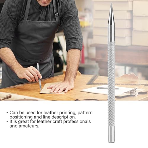 Chazcool Leather Scriber Pen, Stainless Steel, Silver, 4.64 Inches, 0.2 Inches, Black Ink, 0-3mm Line Size, Adult, 1 Count, Leathercraft Accessory, Marking Out, Sketching