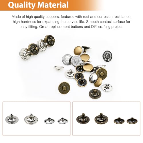 20 Sets 14mm Magnetic Snaps with Install Tool for Lightweight Projects | 2 Colors Silver & Bronze Ultra-Thin Magnetic Clasps with Punch & Setting Tool, Smooth Cap Back for Bags Clothing Leather DIY - color: 20Sets 14mm Ultra-Thin Round