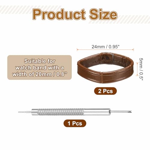 HARFINGTON Leather Watch Band Loops Replacement Watch Band Keeper Watch Strap Holder Retainer Wristwatch Strap Fastener Rings - color: Brown, size: 20mm