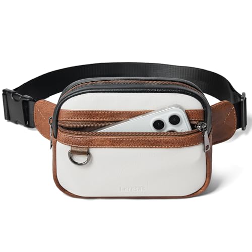 Leresas 2L Fanny Pack for Women Belt Bag Waist Purse Vegan Leather Fanny Pack Travel Waist Pouch Brown with Black - color: BBW