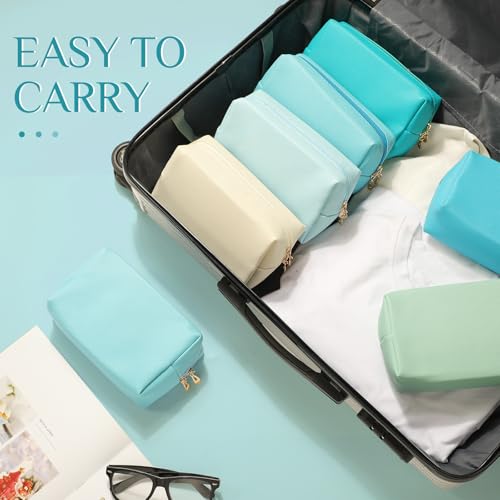 Sanwuta 9 Pcs Makeup Bags Bulk Toiletry Case,Blue and Green Color - color: Blue and Green Color