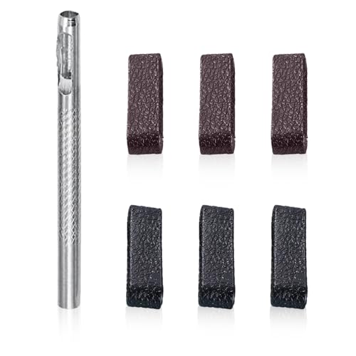 7 Pcs Belt Loop Keepers Black and Brown Leather Loops for Men Women Strap Retainers Sew-on Clip Holders for 1.1" to 1.57" Belts Includes 4mm Puncher Repair Customization