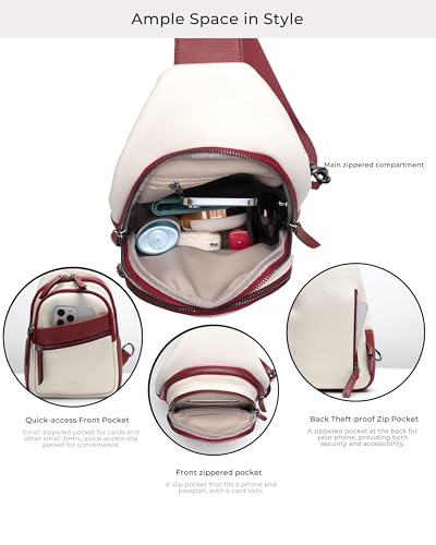 Alldaily Large Sling Bag for Women Crossbody Purse Leather Fashionable Trendy Chest Bag for Travel, Fanny Pack (Red&White) - color: Red With White