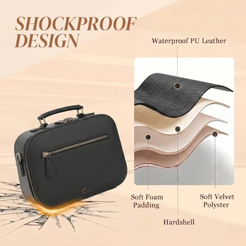 Camera Sling Bag, Waterproof PU Leather Crossbody Camere Bag for Photographers, Small Shockproof Case with Removable Dividers for DSLR/SLR/Mirrorless, 4L Black - color: Black