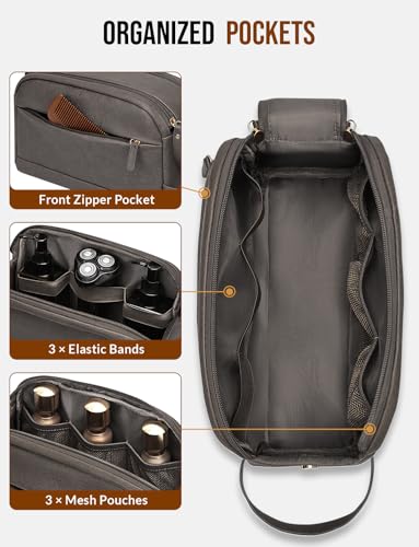 PU Leather Toiletry Bag for Men, Grey - color: Grey, size: Medium