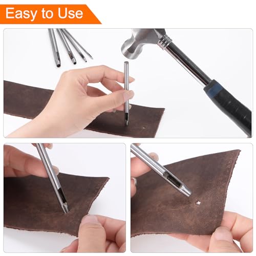 HARFINGTON 2pcs Hollow Punch for Leather 4.5mm Round Hole Punch Tool for Belt Puncher Carbon Steel Single Punch for Watch Belt Cut Leather Craft Rubber Paper Fabric Plastic Soft Material - size: 4.5mm