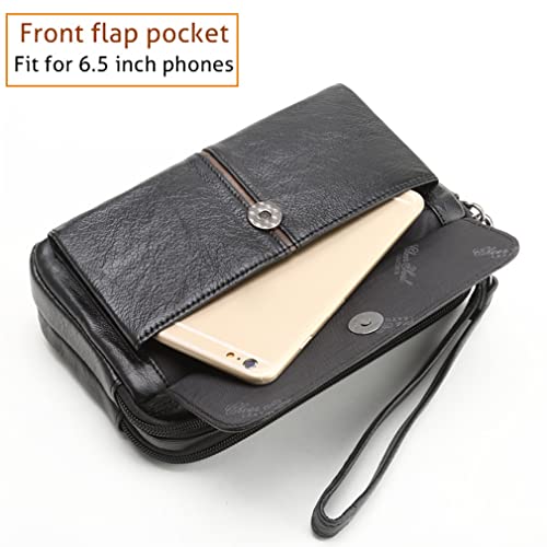 Leather Clutch Purse Wallet Men Wrist Bag - color: #04black