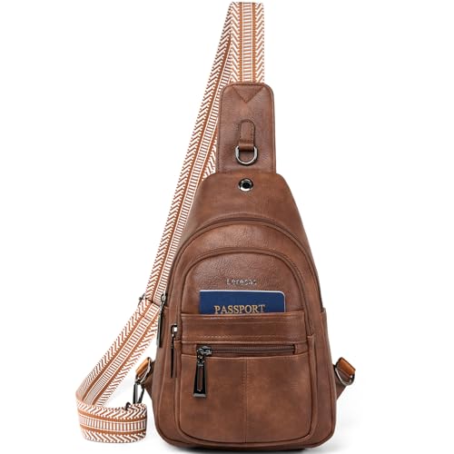 Leresas 7L Sling Bag for Women Vegan Leather Crossbody Purse Chest Bags Fashionable Trendy Fanny Pack with Travel, Brown - color: 7l-m-brown, size: 7L