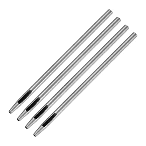 1.8MM Leather Hole Punch Tool [4PCS] - Metal Round Belt Hole Puncher Use for Leather Working & Belts & Watch Band & Paper & Plastic - [Silver Tone] Round Hollow Tools - size: 1.8mm