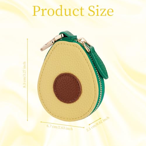 Fruit Coin Purse Bag Charm Keychain, Mini Charm Kawaii Leather Coin Purse Pouch Holder for Airtag Handbag Tote Wallet - color: Avocado-1