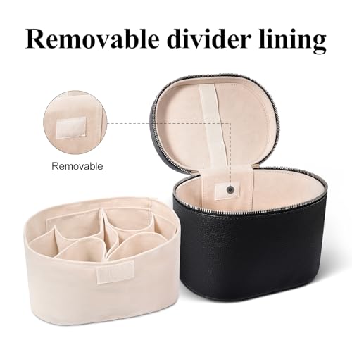 honitty Makeup Bag, Travel Make up Case with Compartments and Handle, Portable Cosmetic Organizer Bags,Toiletry Bag for Women - color: black(7.6*5.5*6 in), size: M(7.6*5.5*6 in)