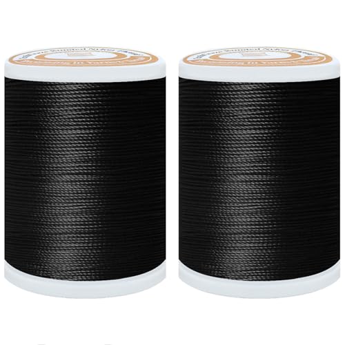 Bonded Nylon Thread Heavy Duty Sewing Thread Size #40 Tex75 Threads for Sewing Leather, Canvas, Shoes, Outdoor Upholstery Threads 2-Pack (350Yards Each)(Black) - color: Black