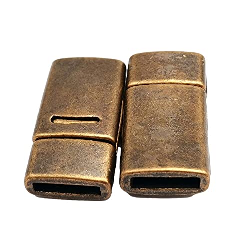 10 Pieces for 10x2 Leather Strip Glue Magnetic Clasps and Closure Antique Copper,10mm Copper Bracelet End Clasps 10mmx2mm Inner Hole - color: Antique Copper