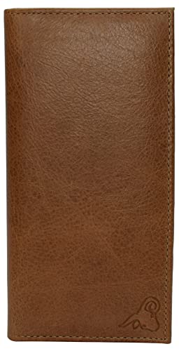 Genuine Leather Checkbook Cover For Men & Women Checkbook Holder Wallet RFID Blocking USA Series (Tan Plain) - color: Tan Plain