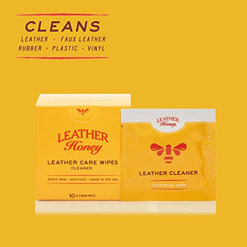 Leather Honey Cleaner Wipes – Clean Leather On-The-Go, 10 Wipes | Non-toxic, trusted since 1968 & made in the USA. Deep clean on the go. Any color leather – couches, car seats, shoes & bags. - style: Cleaner