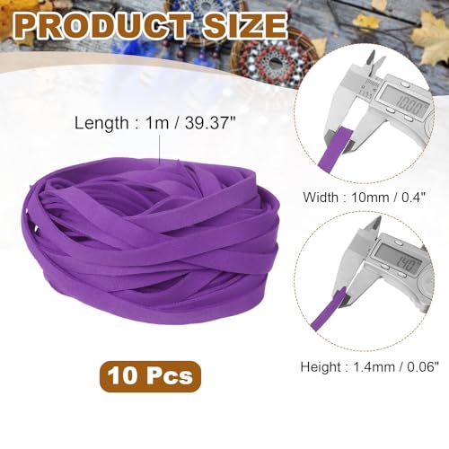 uxcell 10Pcs 1 Yard 10mm Wide Flat Leather String Cord, 1.4mm Thick Craft Suede Strap Braiding Lacing Strips Rope for DIY Leather Crafts Necklace Bracelet Collars Belts, Violet - color: Violet