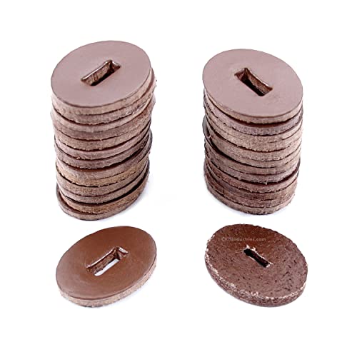 Cowhide Leather Handle Washers - Oval Shape - (1.30 x 1.00 x .125) - (Brown) - USA Made - (for Knife Making & Hobby) - (25 Pack) - color: (Brown)(25 Pack)
