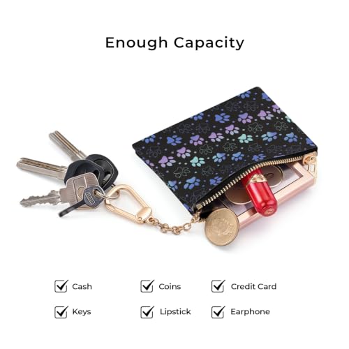 Dog Paw Cute Keychain Coin Purse for Women, Small Change Pouch | Zipper Key Chain Purse, Little Mini Zip Pocket, PU Leather, Travel Wallet for Girls, Coin Cash Holder, Key Ring, Women Gifts - color: Dog Paw