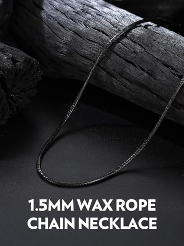 Bandmax Men Leather Necklace, Adjustable Wax String for Pendant, 16-30 Inch | 1.5/2/3MM Width, Versatile Round Braided Cord with Lobster Clasp, Waterproof Rope Links Extender Jewelry with Gift Box
