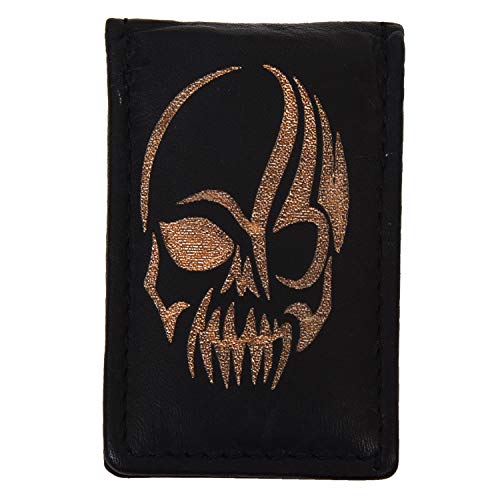 Men's New Leather Strong Magnetic Money Clip (Skull) - color: Skull