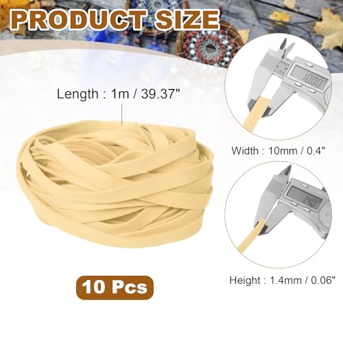 uxcell 10Pcs 1 Yard 10mm Wide Flat Leather String Cord, 1.4mm Thick Craft Suede Strap Braiding Lacing Strips Rope for DIY Leather Crafts Necklace Bracelet Collars Belts, Beige - color: Beige