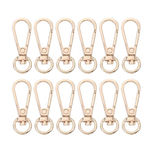 uxcell 12 Pcs Swivel Clasp Hooks, 0.39 Inch D Ring Swivel Purse Clips for Handbag, Purse Strap Hardware for Bag Making, Push Gate Lobster Clasp, Gold - color: Gold