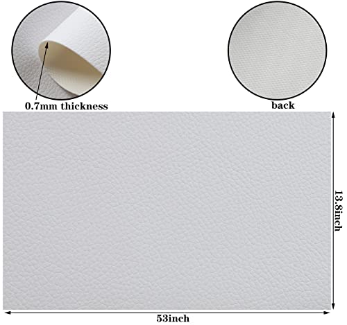 Picheng Lychee Faux Leather Fabric: 13.8" x 53"Soft White Faux Leather Roll | Lychee Texture Solid Color Faux Leather Sheets Marine Vinyl for Making Crafts Leather Earrings Bows Sewing DIY (White) - color: White