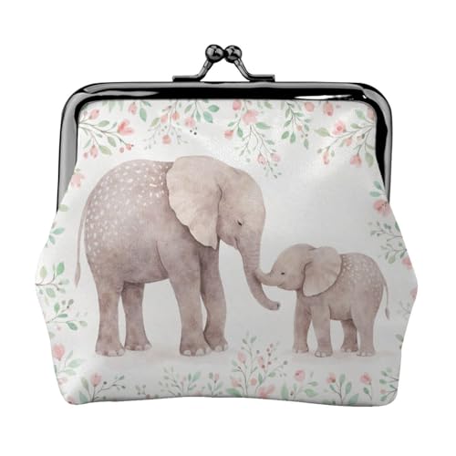 Kiss-lock Coin Purse for Women Change Purses Cute Small Coin Pouch Tiny Coin Wallet (Forest Elephant) - color: Forest Elephant