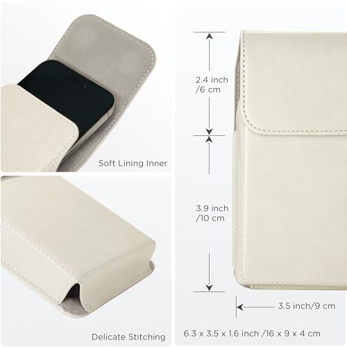 for Phone Pouch Holster Belt Case, Premium Leather Pouch with Belt Clip Phone Holster Belt Case (White, Medium) - color: White, size: Medium