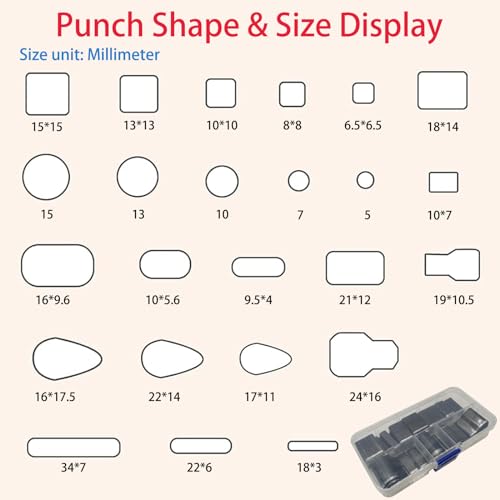 25 PCS Multi Shapes Leather Craft Punch Tool, 24 Shapes Leather Punch Tools with Perforated Matting, Leather Cutting Dies, Leather Hole Punch Tool Kit for DIY Leather Crafts - style: 25PCS
