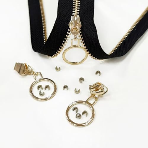 #5 Heavy Duty Metal Zipper 5 Pieces 1 Yard Long Each(Black/Gold Teeth) - color: Black/Gold Teeth