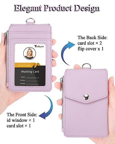 Teskyer ID Badge Holder with Lanyard, Lanyard Wallet, Lychee Lilac - color: Lichee Lilac, size: 3.1" x 4.7"