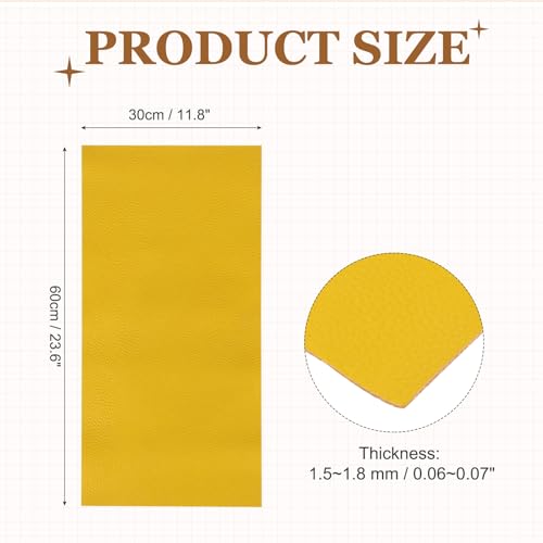 MECCANIXITY Thick Full Grain Leather Sheet, 23.6 x 11.8 Inch Natural Cow Leather 1.5-1.8 mm Fabric Pieces for DIY Craft Furniture Office Belts Notebook Covers,Lemon Yellow - color: Lemon Yellow, size: 23.6 x 11.8 Inch