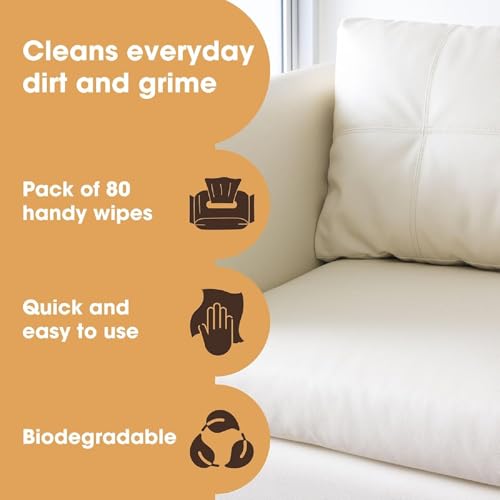 Furniture Clinic Leather Cleaning Wipes | 80 Count | 4-in-1 Clean, Nourish, Condition, & Restore Leather & Vinyl Furniture, Handbags, Jackets, Car Seats, Interiors & More | Residue & Streak-Free - style: Cleaning Wipes