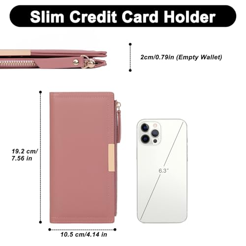 Slim Women's Wallet Ladies Credit Card Holder Bifold RFID Blocking - color: A04 Pink