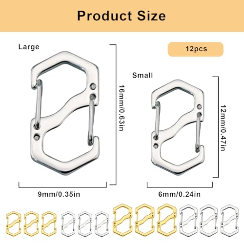 Double Opening Lobster Clasp,Gold and Sliver Bracelet Clasp Charm Clasp,Necklace Connectors for Multiple Necklaces - 12 Pack (Small &Large) - size: Sliver＆Gold