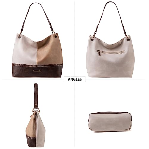 Purses for Women Hobo Bags Slouchy Shoulder Bag Tote Handbags | Stylish for Everyday Use, Zip-top Closure, Back Anti-theft Pocket, 3 Inner Pockets, Comfortable Wide Strap for Dating Errands - color: Crossbody-beige
