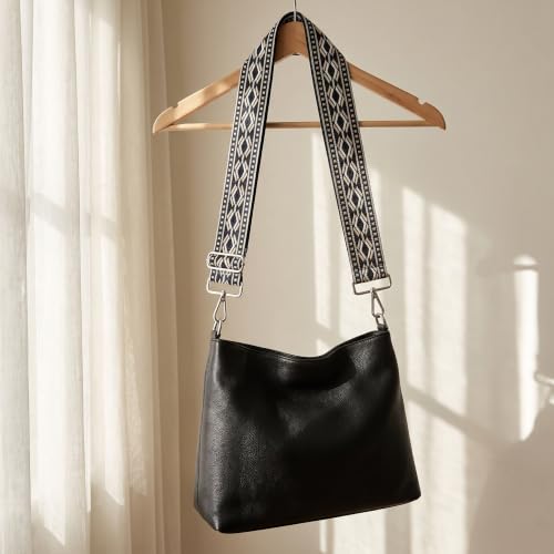 Flower Purse Strap Replacement Embroidery Crossbody Shoulder Strap for Handbag Canvas Purse Extender Accessories - color: Black Diamond Jacquard