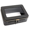 Aveniee Clear Makeup Bag Organizer, Portable Travel Toiletry Cosmetic Bag Case for Women, Heavy Duty Clear Pouch with zipper with Transparent Vinyl Windows & Gold Zippers(Black) - color: Black, style: Classic