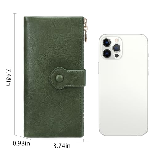GOIACII Wallet for Women Ladies Wallets Double Zippers Clutch Purse Green - color: B01 Green