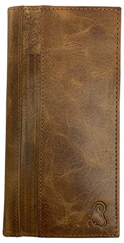 Genuine Leather Checkbook Cover For Men & Women Checkbook Holder Wallet RFID Blocking USA Series (Tan) - color: Tan