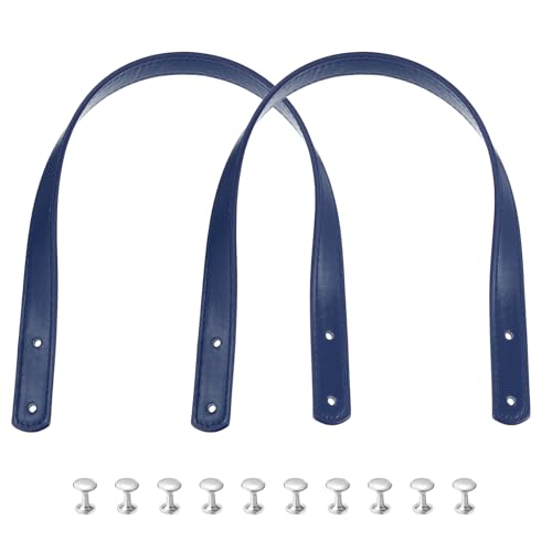 MECCANIXITY 2pcs 18 Inch (45cm) PU Leather Purse Handle, Sew On Shoulder Purse Straps Handbag Belt Band Bag Handle Bag Strap Replacement for Wallet Tote Making, Dark Blue - color: Dark Blue, size: 18 Inch