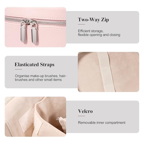 honitty Makeup Bag, Travel Make up Case with Compartments and Handle, Portable Cosmetic Organizer Bags,Toiletry Bag for Women - color: pink(7.6*5.5*6 in), size: M(7.6*5.5*6 in)