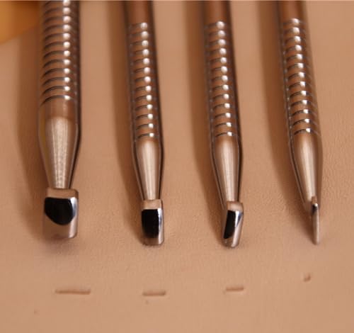 Leather Stamping Tool in Stainless Steel Smooth Angle Beveler Beveling Set 4pcs Undercut Stamps Carving DIY LeatherCrafts Kit